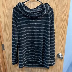 Lou & Grey Striped Cozy Cowl Neck Sweater Size Large